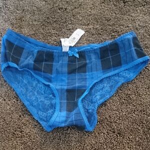 Blue and Black Plaid Lace Panties